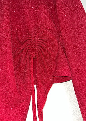 Kızlar için Kırmızı Uzun Kollu Bolero - Görsel 5