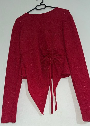 Kızlar için Kırmızı Uzun Kollu Bolero - Görsel 3