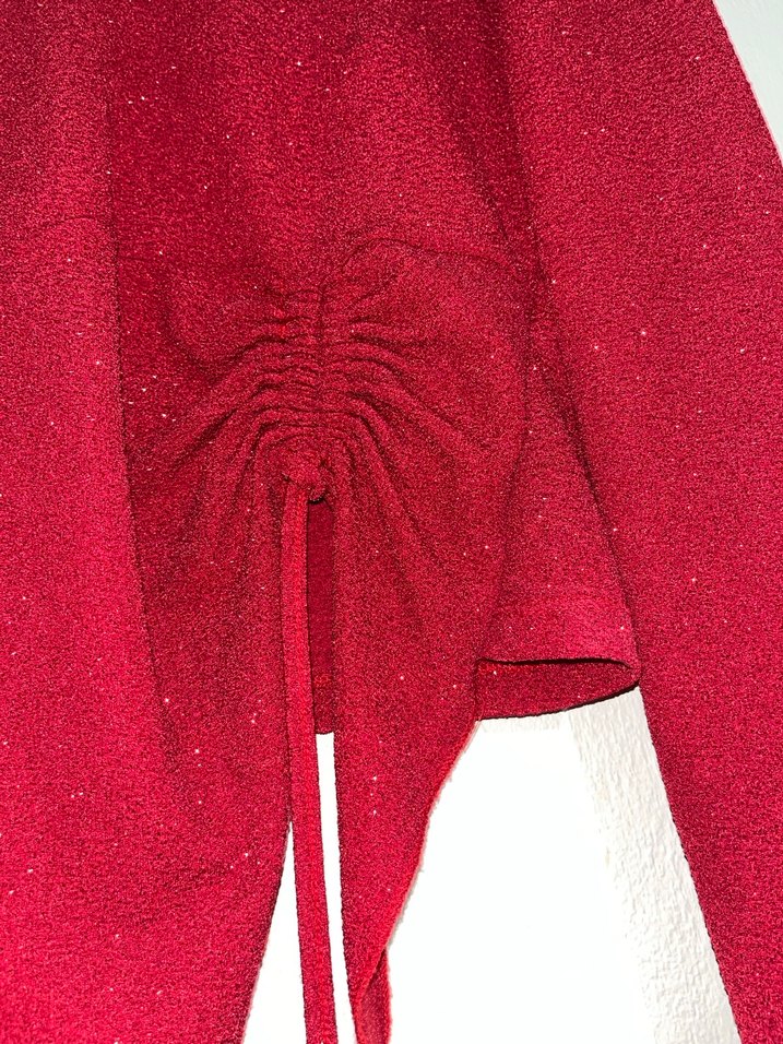 Kızlar için Kırmızı Uzun Kollu Bolero - Görsel 5