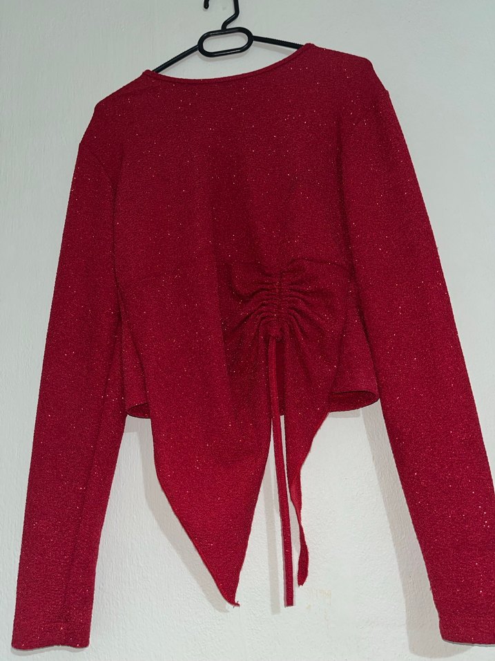 Kızlar için Kırmızı Uzun Kollu Bolero - Görsel 4