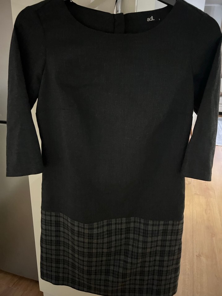 Düğmeli Gri , Normal Boy, Uzun Kollu Elbise - Görsel 2