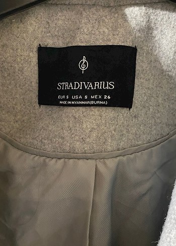 Stradivarius Gri Çift Düğmeli Kaban - Görsel 2