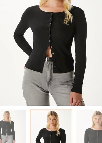 Düğmeli Siyah Kadın Bluz - Görsel 3