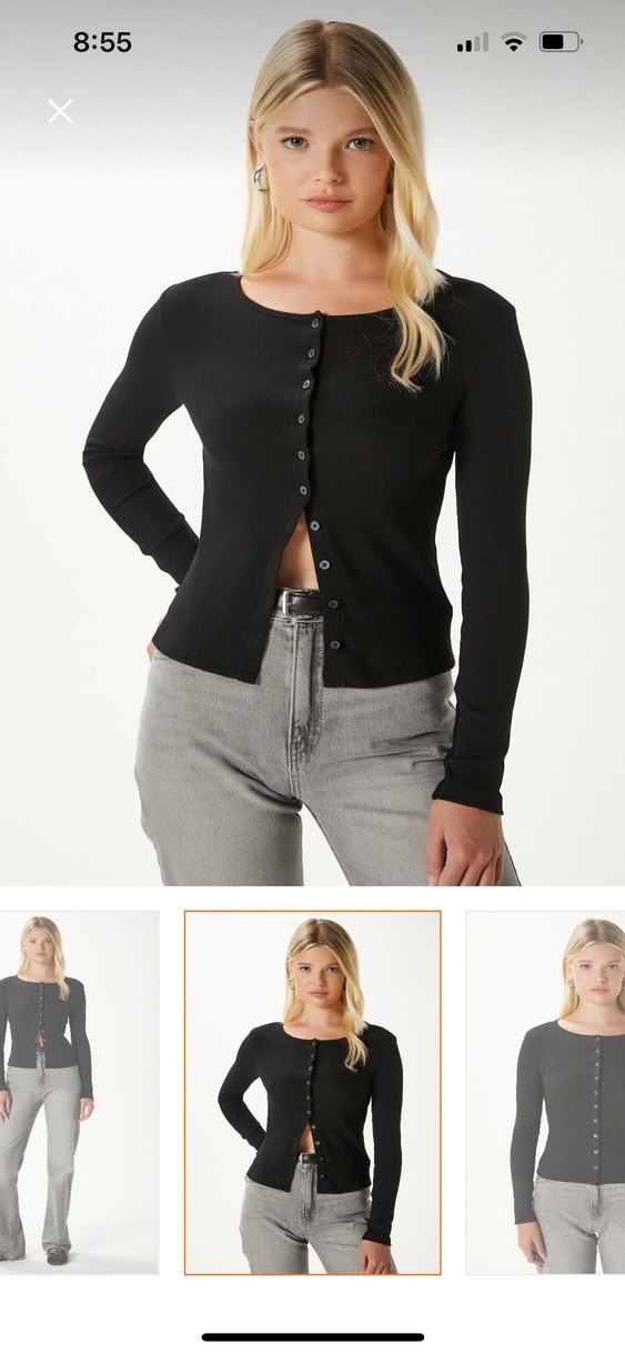 Düğmeli Siyah Kadın Bluz - Görsel 3