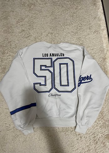 universal Beden Beyaz Dodgers Baskılı Uzun Kollu Sweatshirt