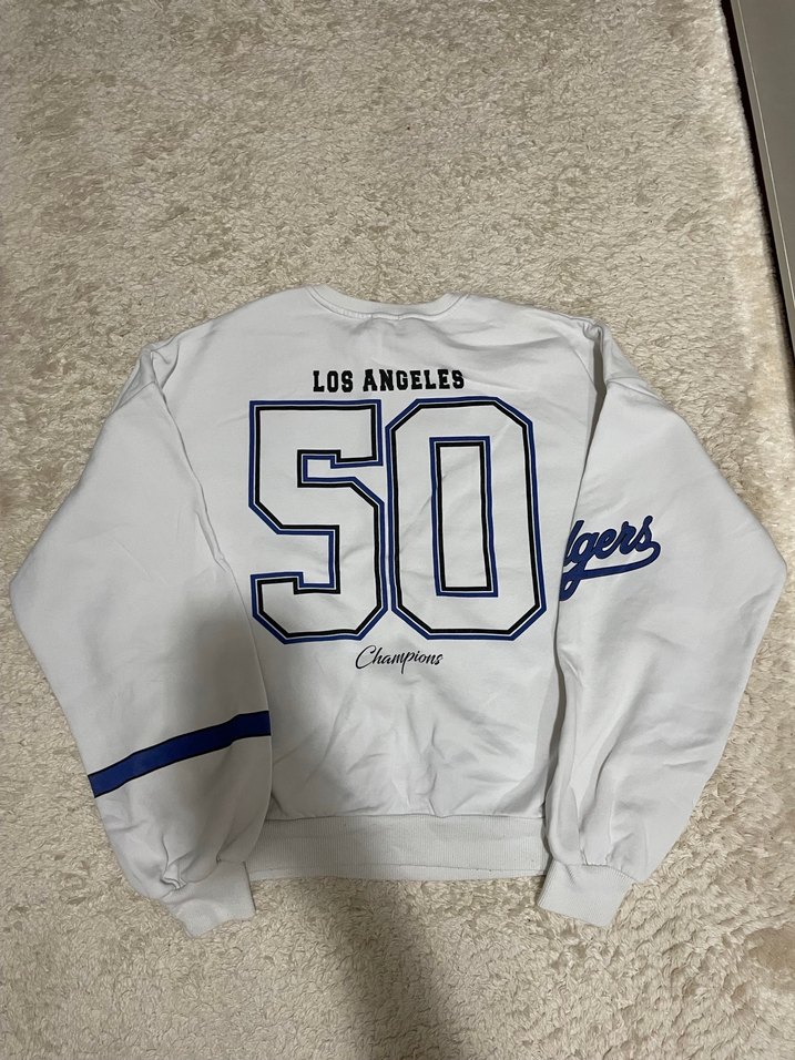 Beyaz Dodgers Baskılı Uzun Kollu Sweatshirt - Görsel 2
