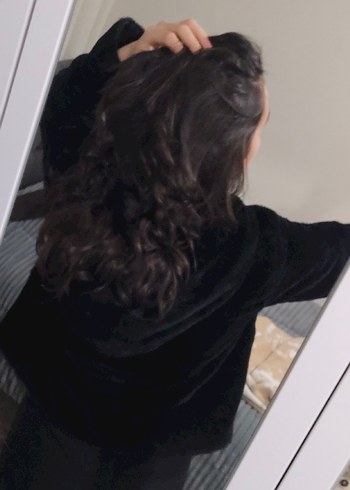 Siyah Peluş Kadın Kapüşonlu Ceket - Görsel 2