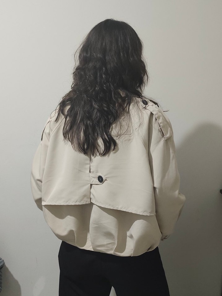 Bej Blazer Kadın Trençkot - Görsel 5