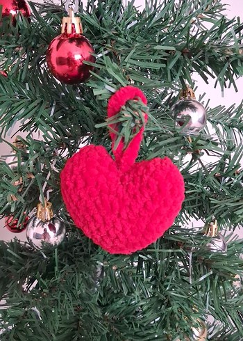 Örgü Kalp yılbaşı ağaç süsü - Görsel 4
