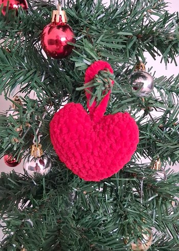 Örgü Kalp yılbaşı ağaç süsü - Görsel 5