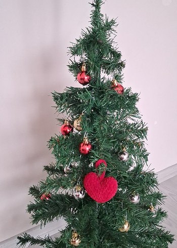 Örgü Kalp yılbaşı ağaç süsü - Görsel 8