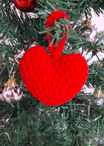 Örgü Kalp yılbaşı ağaç süsü - Görsel 6