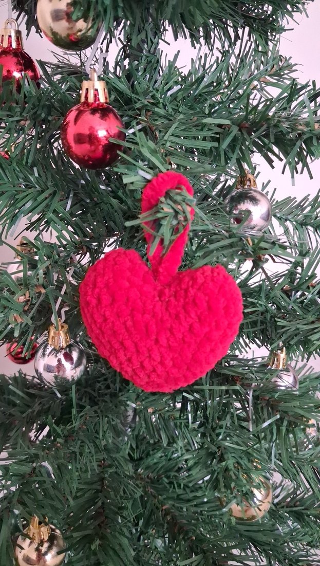 Örgü Kalp yılbaşı ağaç süsü - Görsel 4