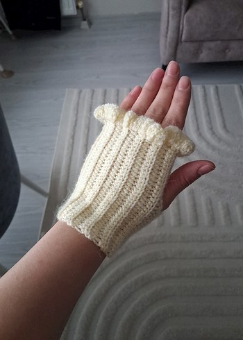 Krem Örgü Kadın Eldiven - Görsel 6