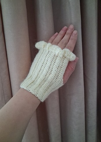 Krem Örgü Kadın Eldiven - Görsel 4