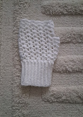 Dantel Detaylı Beyaz Örgü Kadın Eldiveni - Görsel 2