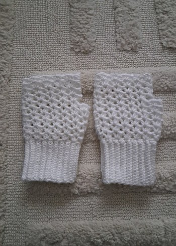 Dantel Detaylı Beyaz Örgü Kadın Eldiveni - Görsel 6