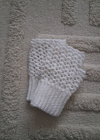 Dantel Detaylı Beyaz Örgü Kadın Eldiveni - Görsel 5