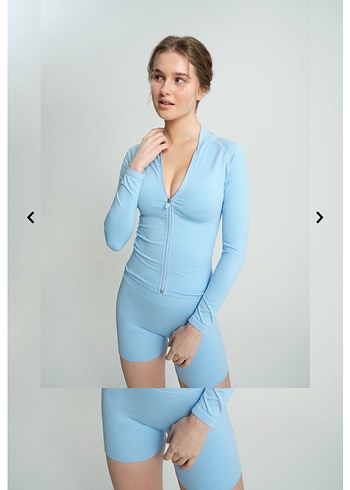 Diğer Mavi Denim Kısa Kollu Fermuarlı Kadın Ceket