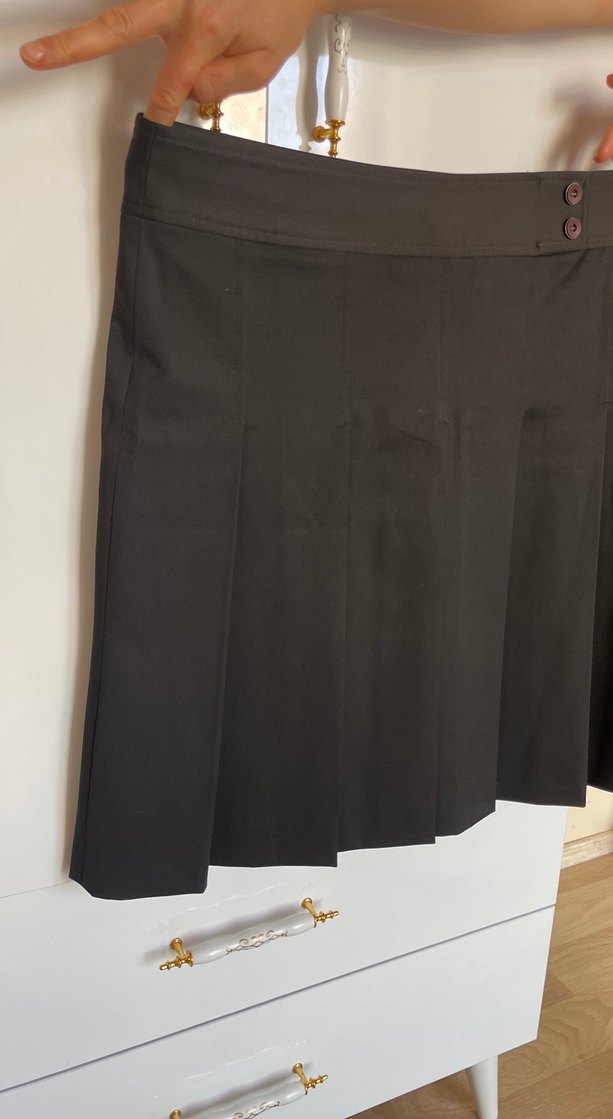 Düz Siyah Pilili Midi Etek - Görsel 2