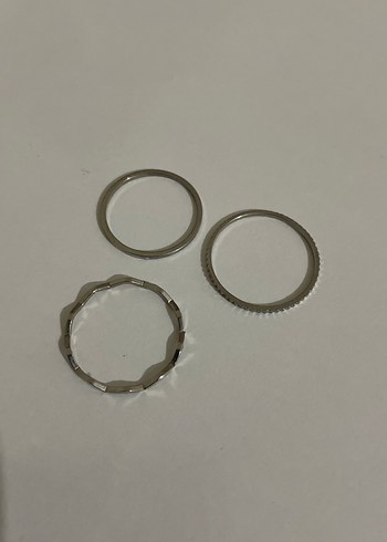 Minimalist Metal Gri ve Bej Kadın Yüzük Seti