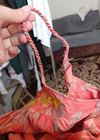 Pembe Straplez Bohem Uzun Elbise - Görsel 5