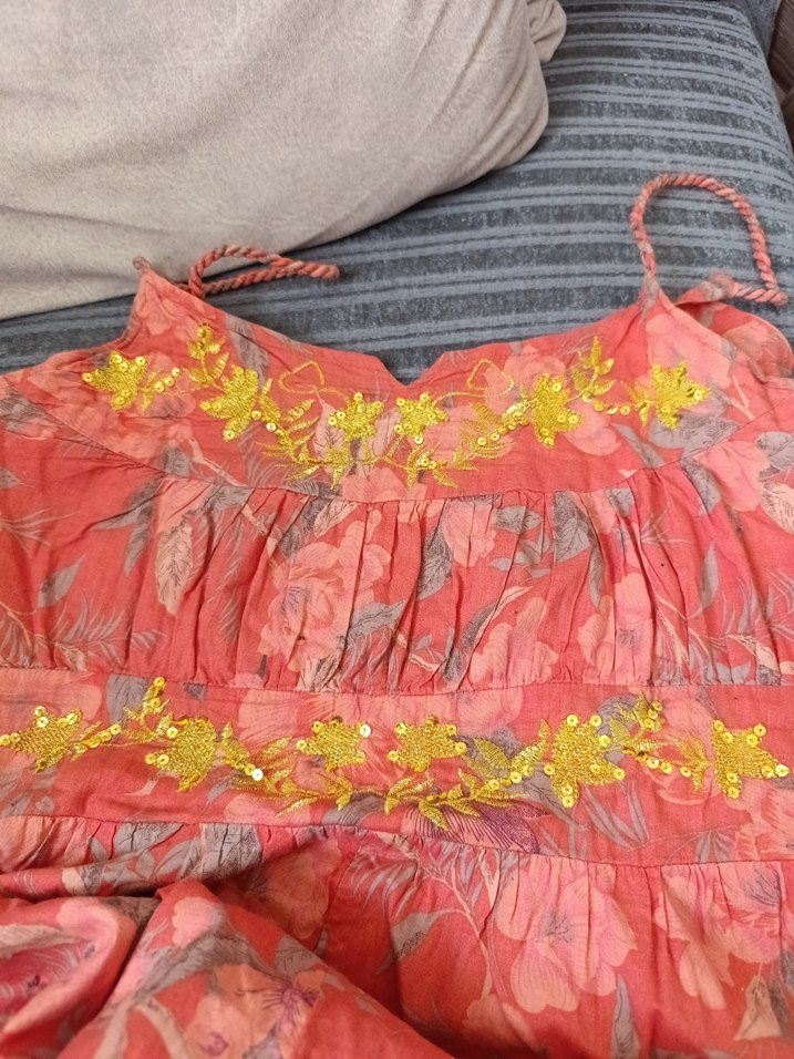 Pembe Straplez Bohem Uzun Elbise - Görsel 4