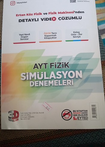 AYT Fizik Simülasyon Denemeleri 24 Adet