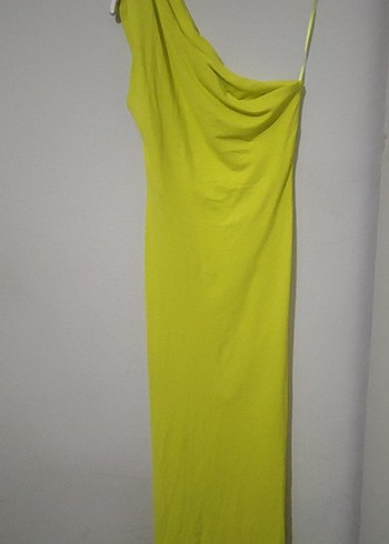 Zara Sarı Drapeli Straplez Uzun Elbise