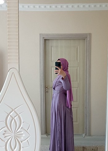 Mor Nakışlı Uzun Bohem Tesettür Elbise - Görsel 7