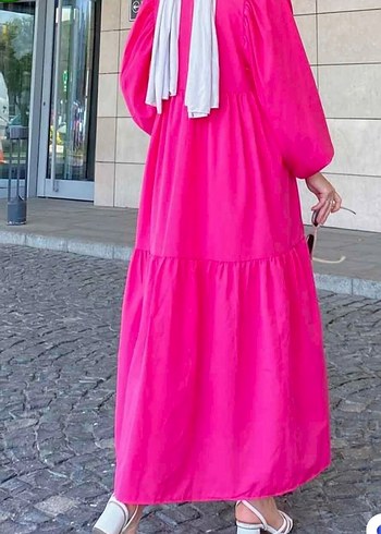 Pembe Nakışlı Bohem Uzun Elbise - Görsel 4