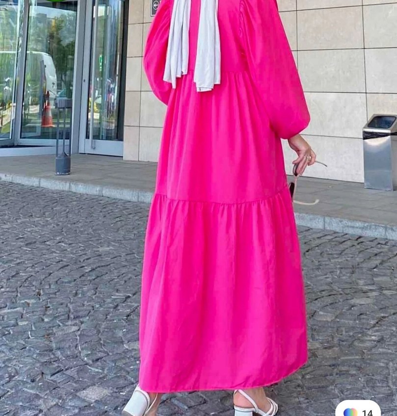 Pembe Nakışlı Bohem Uzun Elbise - Görsel 4