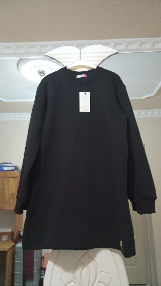 Siyah Uzun Kollu Kadın Sweatshirt - Görsel 2