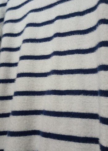 Çizgili Gri-Beyaz Uzun Kollu Triko kazak - Görsel 4