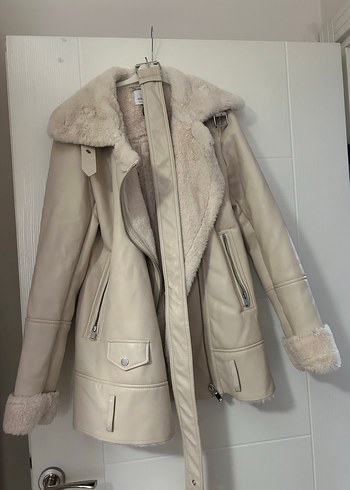 Kürklü Bej Kadın Midi Ceket - Görsel 2
