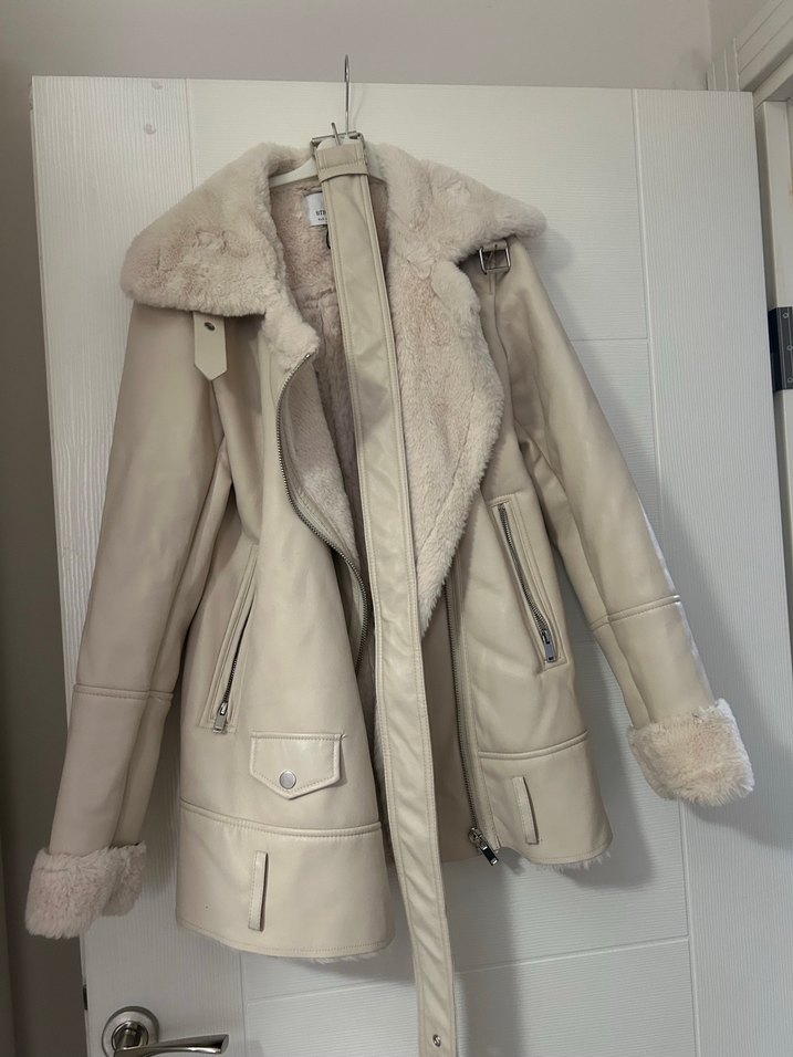 Kürklü Bej Kadın Midi Ceket - Görsel 2