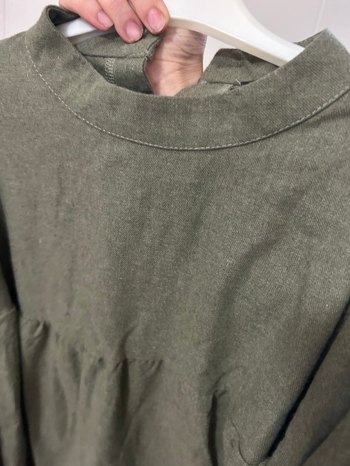 Kadın Haki Uzun Keten Elbise - Görsel 3