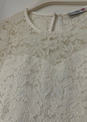 Dantel Detaylı Beyaz Midi Abiye Elbise - Görsel 2