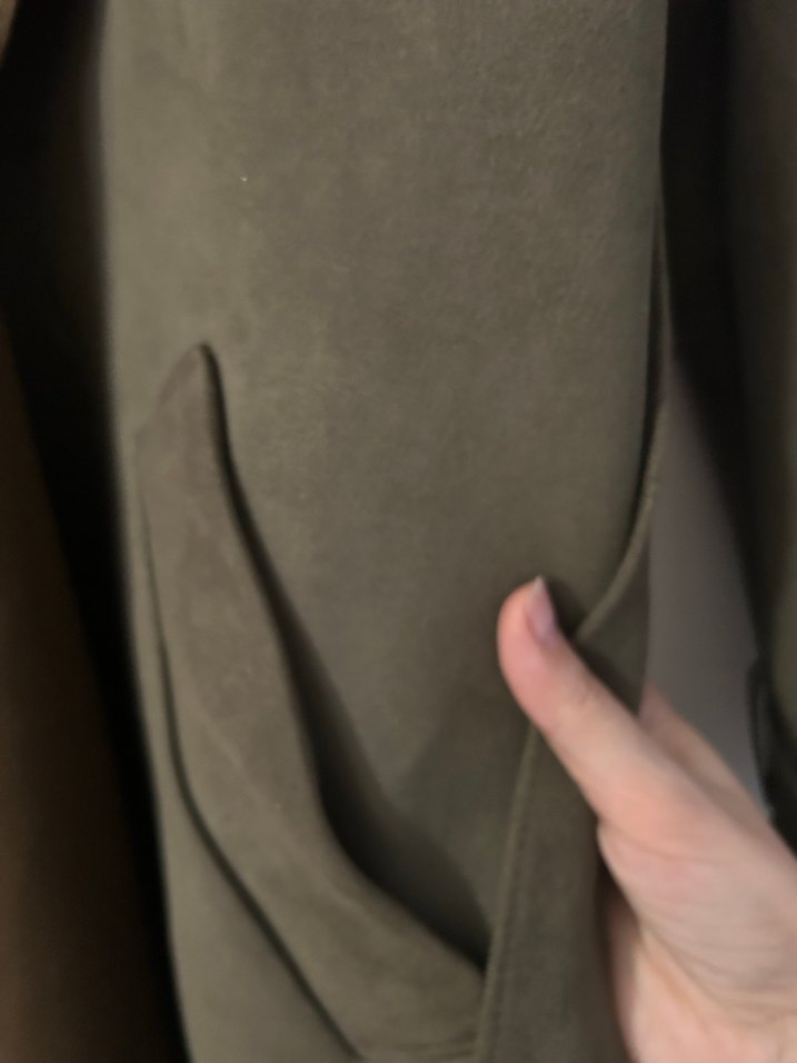 Kadın haki Süet Uzun Trençkot - Görsel 2