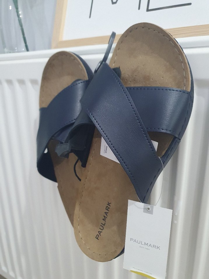 Erkek Mavi Velcro Detaylı Rahat Terlik - Görsel 2