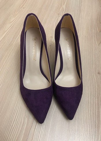 Kadın Mor Süet Stiletto Topuklu Ayakkabı