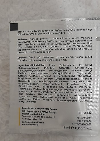 Wiwify Yüksek Koruma Güneş Kremi SPF 50+ 2 ml tester - Görsel 2