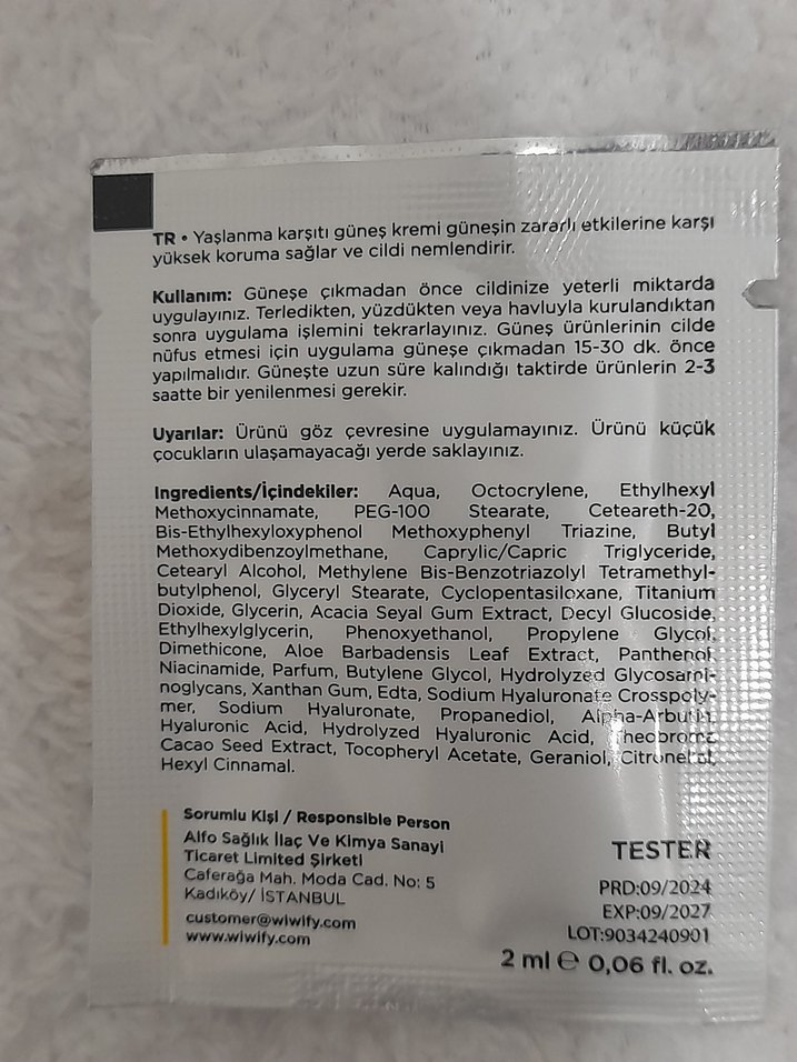 Wiwify Yüksek Koruma Güneş Kremi SPF 50+ 2 ml tester - Görsel 2
