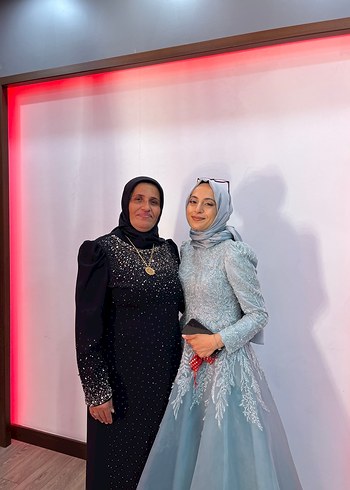 Abiye Boncuk İşlemeli Siyah Uzun Kol Elbise Anne abiyesi