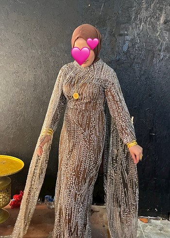 Boncuk İşlemeli  Uzun Kol Elbise - Görsel 2