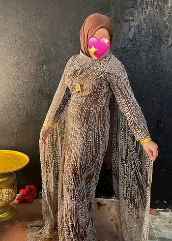 Boncuk İşlemeli  Uzun Kol Elbise - Görsel 3