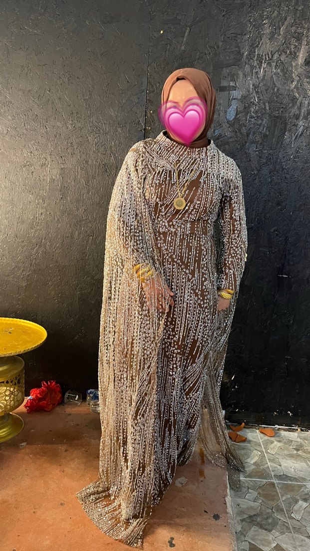 Boncuk İşlemeli  Uzun Kol Elbise - Görsel 4