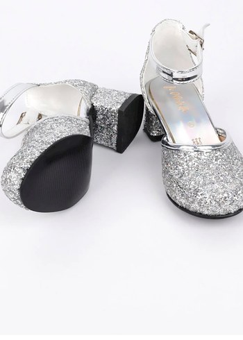 Kız Çocuk Parlak Beyaz Simli Babet - Görsel 2