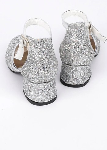 Kız Çocuk Parlak Beyaz Simli Babet - Görsel 3