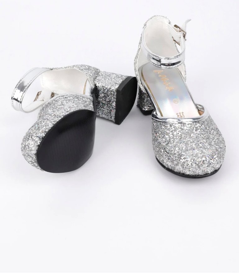 Kız Çocuk Parlak Beyaz Simli Babet - Görsel 2